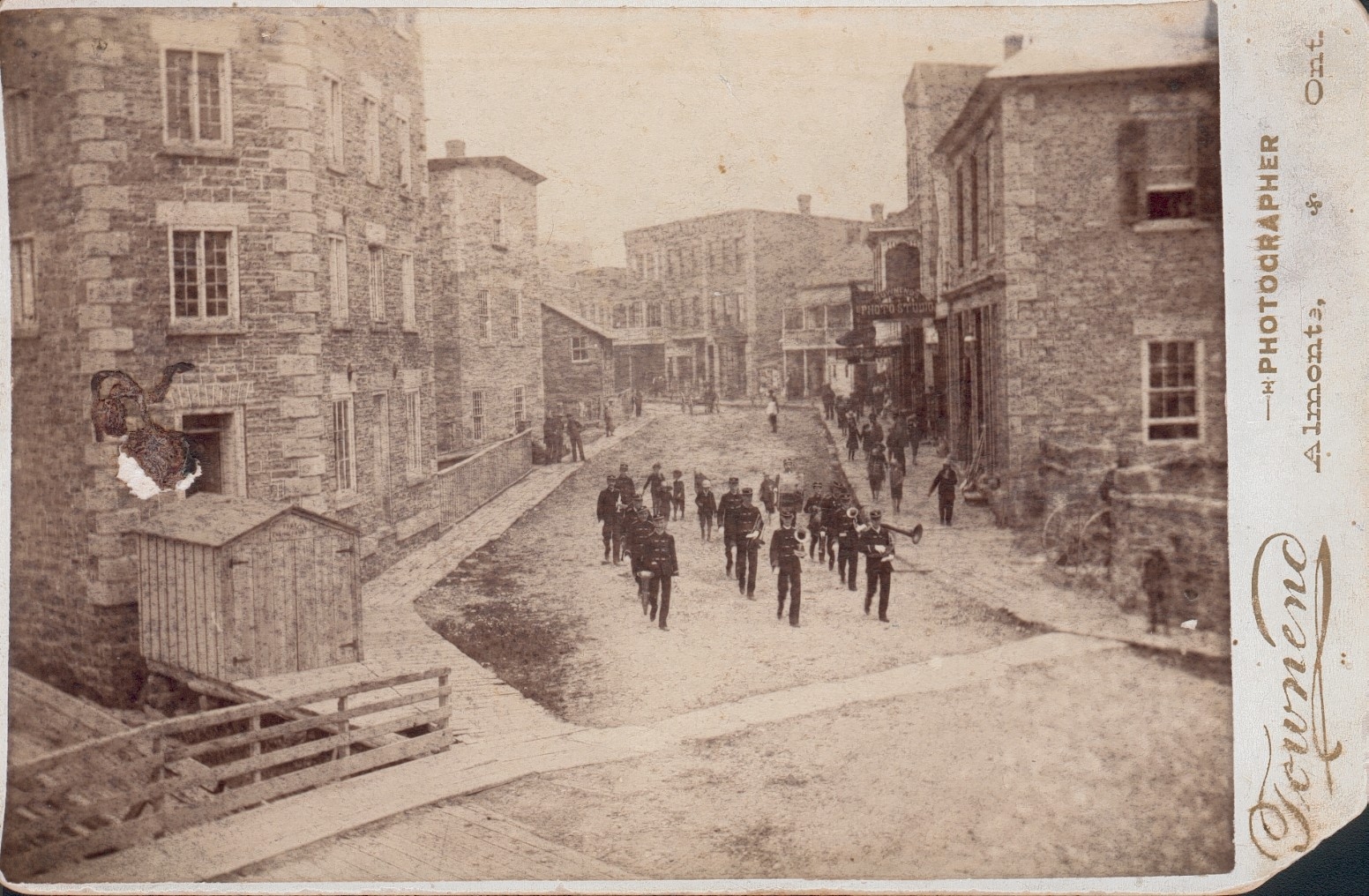 Sepia photo of Lower Mill Street, Almonte, circa 1910