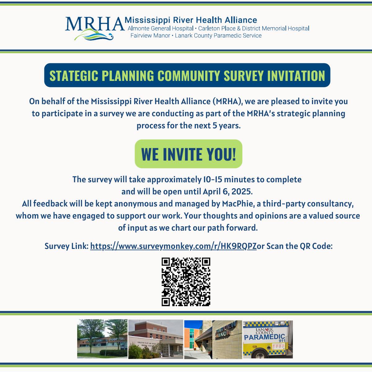 Poster advertising Mississippi River Health Alliance strategic planning survey