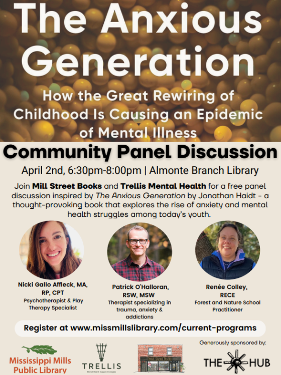 Poster promoting community panel discussion 'The Anxious Generation'