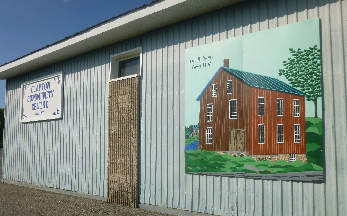 Photo of mural erected on side of community centre wall