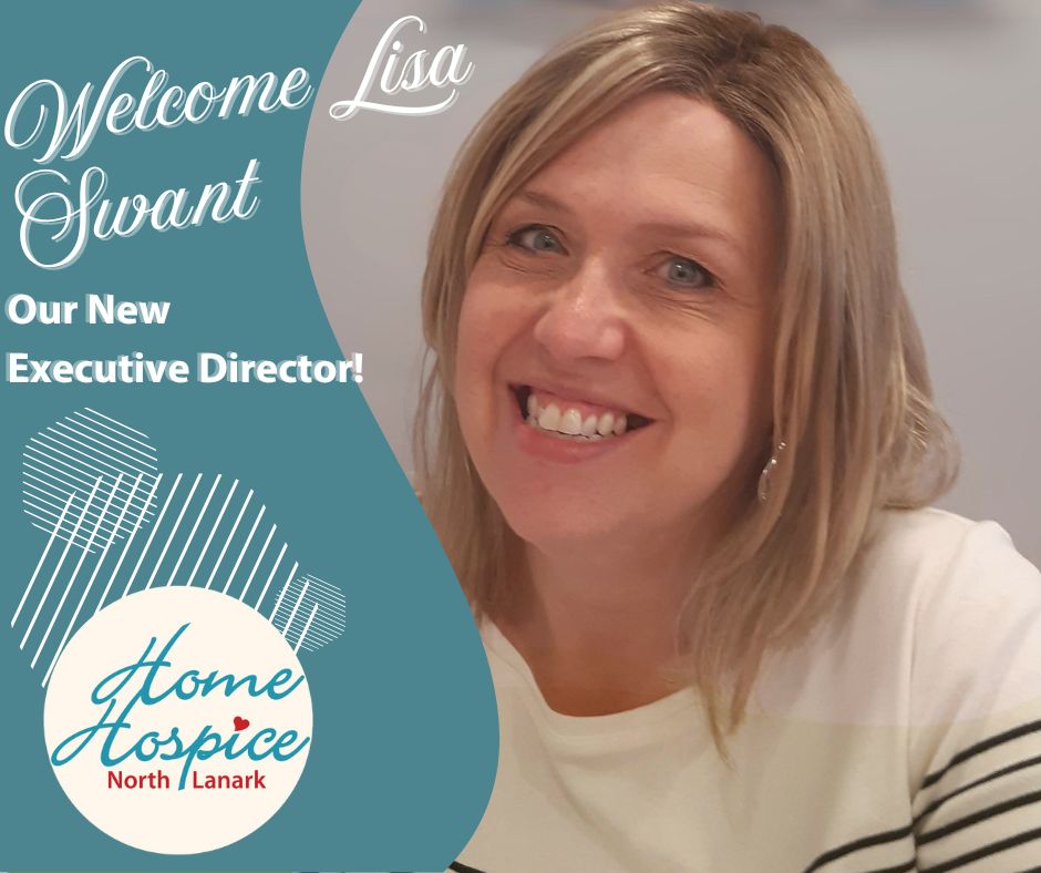 Graphic with photo of blonde woman with shoulder length hair. Text reads 'Welcome Lisa Swant, our new Executive Director!'