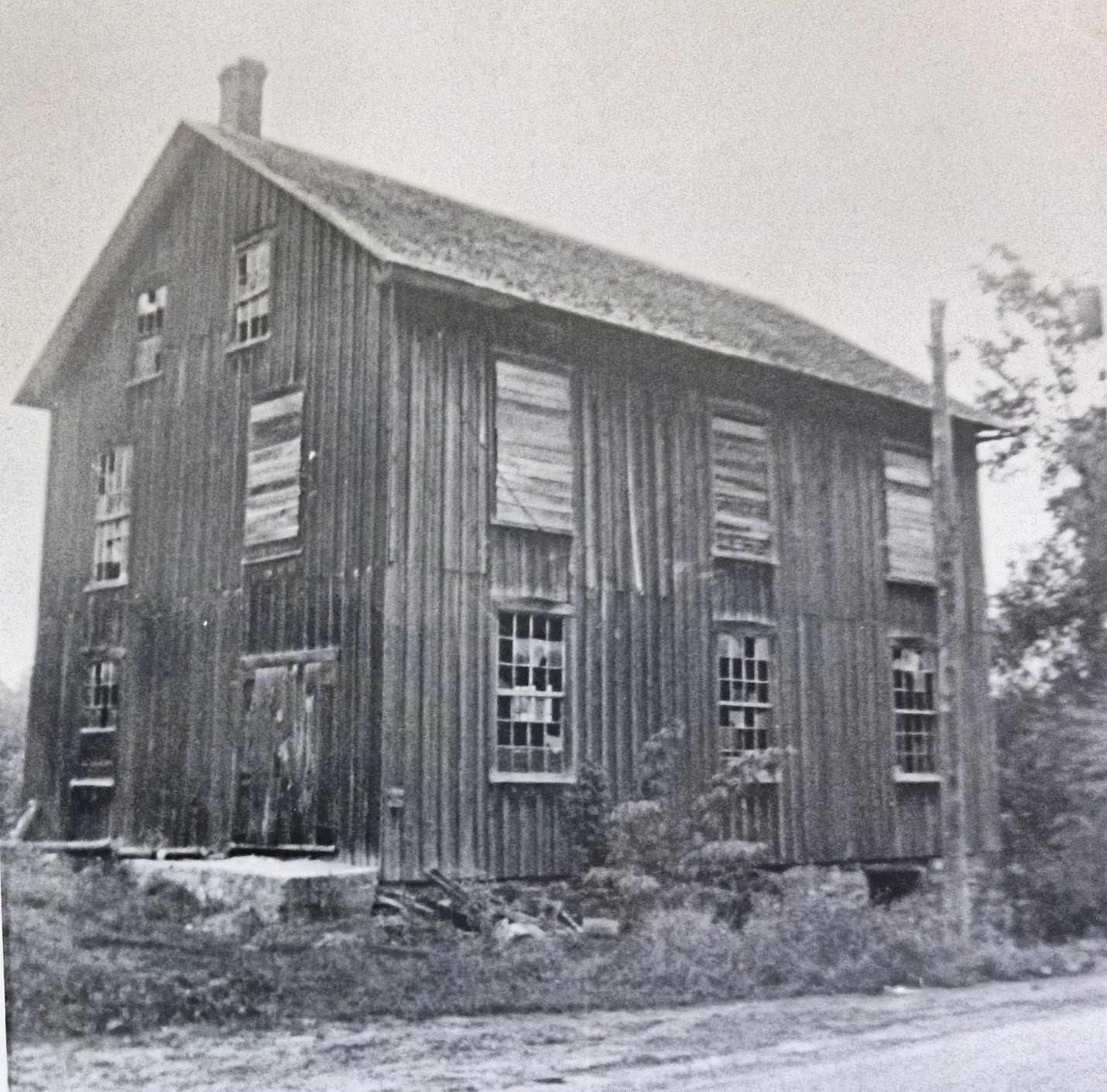 Black and white image of Clayton Grist Mill in 1955